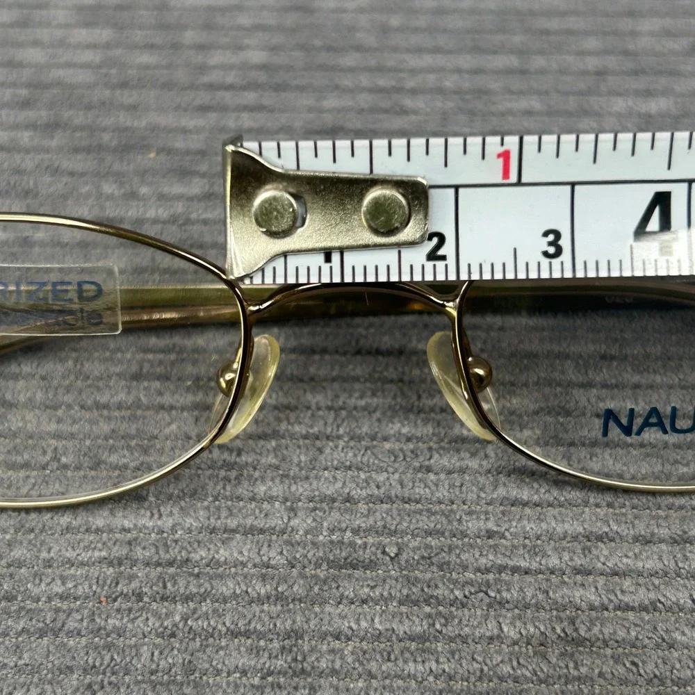 Nautica N7095 020 Gold Oval Y2k Eyeglass Frames 46-19-135 Metal Glasses